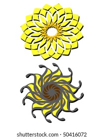illustration of abstract sunflowers color shapes