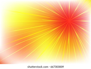 Illustration of an abstract sunrise vector. Bright sunbeams background.

