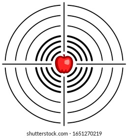 Illustration of abstract target with apple