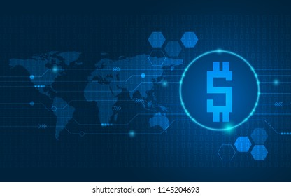 illustration of abstract technology background digital money concept