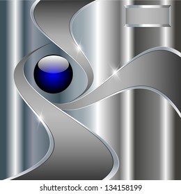illustration abstract technology metallic background with blue ball