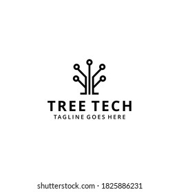 Illustration abstract technology sign connect with tree logo design template