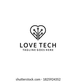 Abstraktes Technologiezeichen für Illustrationen Verbindung mit einer Design-Vorlage für das Liebeslogo oder das Herz-Logo