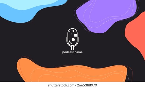 ILUSTRACIÓN PODCAST DE PLANTILLA ABSTRACTAS FONDO PLANO DE COLOR OSCURO CON VECTOR DE DISEÑO DE FORMAS DIBUJADAS A MANO. BUENO PARA EL DISEÑO DE PORTADAS, ANUNCIO, WEB, REDES SOCIALES