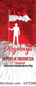 Illustration of abstract texture with blocks of Indonesia flag. 17th August Indonesia Independence Day concept.