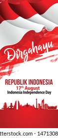 Illustration of abstract texture with blocks of Indonesia flag. 17th August Indonesia Independence Day concept.