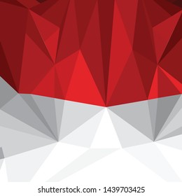Illustration of abstract texture with triangles of Indonesia flag for poster.  17th August Indonesia Independence Day concept.