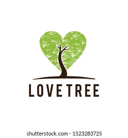 Illustration of abstract tree with leaves like heart shape logo design.	