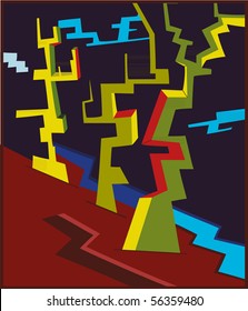 Illustration of Abstract tree like shapes.