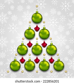 Illustration abstract tree made of Christmas taditional elements - vector
