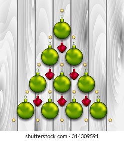 Illustration Abstract Tree Made of Christmas Balls - vector
