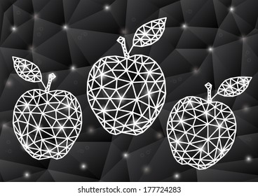 Illustration of abstract triangle apple with background in grey and white colors