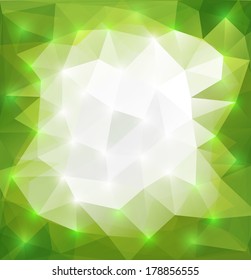 Illustration of abstract triangle background in green and white colors