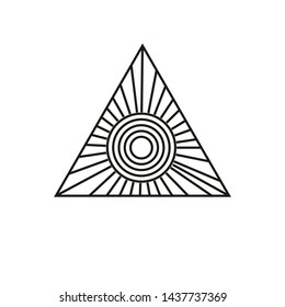 Illustration abstract triangle with sun shine symbol style logo vector