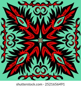 an illustration with an abstract or tribal background