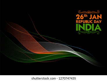 illustration of abstract tricolor banner with Indian flag for 26th January Happy Republic Day of India