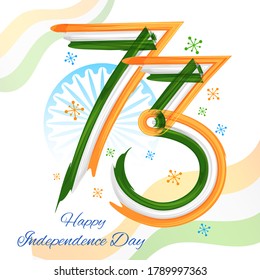 illustration of abstract tricolor banner with Indian flag for 15th August celebrating 73rd Happy Independence Day of India