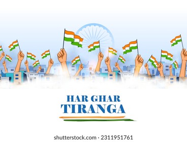 illustration of abstract tricolor banner with Indian flag for 15th August Happy Independence Day of India