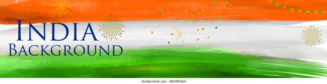 Illustration Abstract Tricolor Indian Flag Watercolor Stock Vector ...