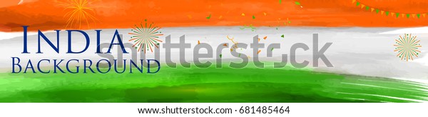 Illustration Abstract Tricolor Indian Flag Watercolor Stock Vector ...