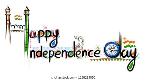 illustration of Abstract typography for Happy Independence Day of India