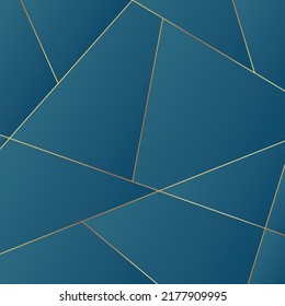 Abbildung abstrakter Vektorhintergrund mit goldenen Linien und blauen geometrischen Formen