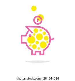 Illustration of an abstract vector piggy bank isolated on a white background