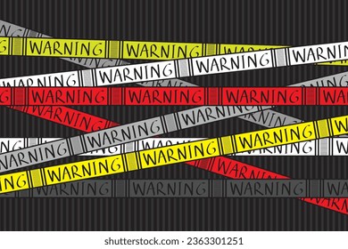illustration abstract of warning ribbon on black background.