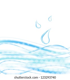 Illustration abstract water background with drops - vector