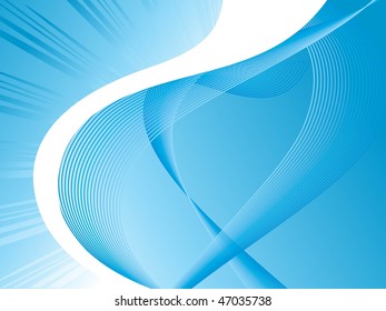 illustration, abstract waves on blue