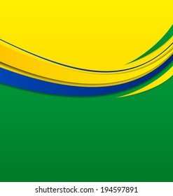 Illustration abstract wavy background in Brazilian colors - vector