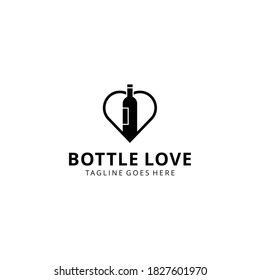 Illustration abstract Wine bottle drink logo design template with heart or love logo design