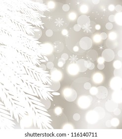 Illustration abstract winter glowing background with fur-tree - vector