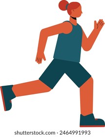 Illustration of an abstract woman running in a tank top and shorts. Running athlete flat design illustration.