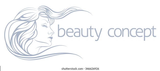 An illustration of an abstract womans beautiful face. Concept for hairdresser, spa or other beauty lifestyle use
