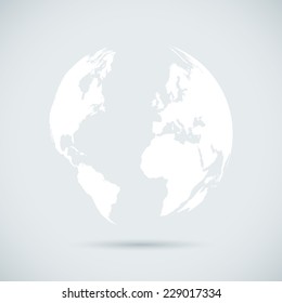 Illustration of an abstract world map isolated on a colorful background.