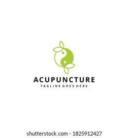 Illustration abstract yin yang acupuncture balance with nature leaf sign logo design template