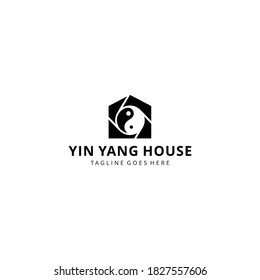 Illustration abstract yin yang house balance sign logo design template