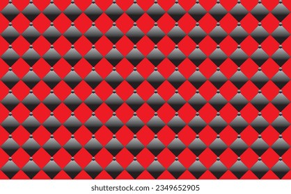 illustration abstraction of black square and circle shapes with gradient color on red background.
