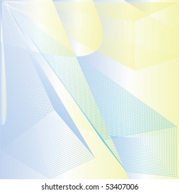 Illustration of abstraction of smooth figures on a yellow and blue background