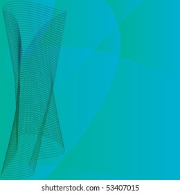 Illustration of abstraction of smooth figures on a blue and green background