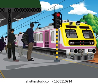 Illustration AC Local Train in station