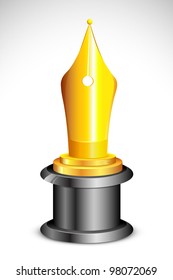 Illustration Of Academic Award With Golden Pen Nib