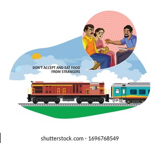 Illustration of don’t accept and eat food from strangers