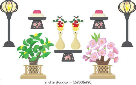 

It is an illustration of accessories for the Doll's Festival