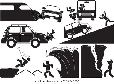 Illustration - Accident and disaster icon set 