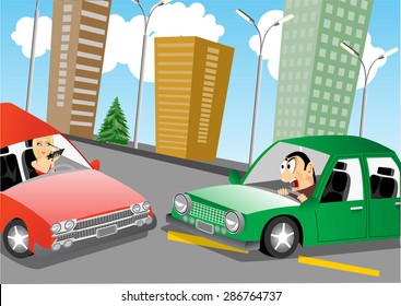illustration of the accident on the road