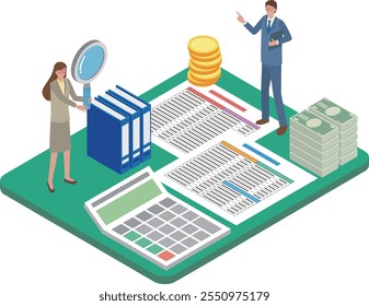 Illustration of accounting and bookkeeping work