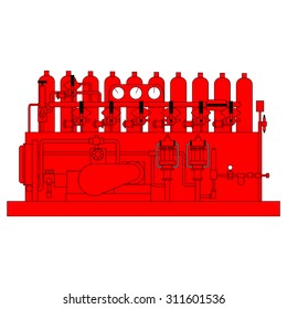 Illustration of Accumulator Unit (Koomey) Surface BOP Control System in Oil Drilling Rig