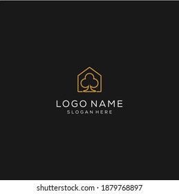Illustration ace play card game home concept sign logo design vector